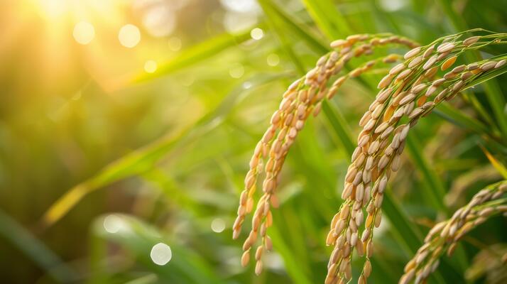 golden rice crops in a lush green field free photo